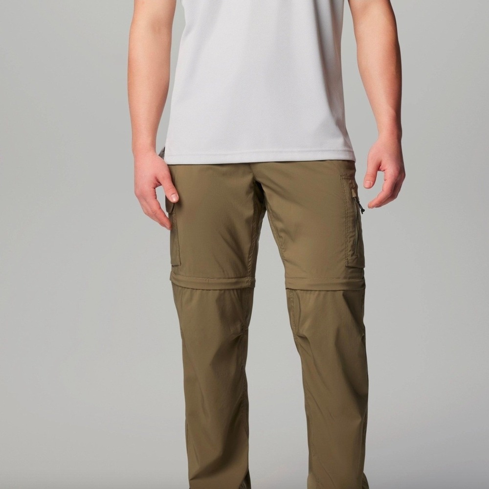 Columbia Silver Ridge Convertible Cargo Pant Mens 40x32 Tan Hiking Shorts AM8004